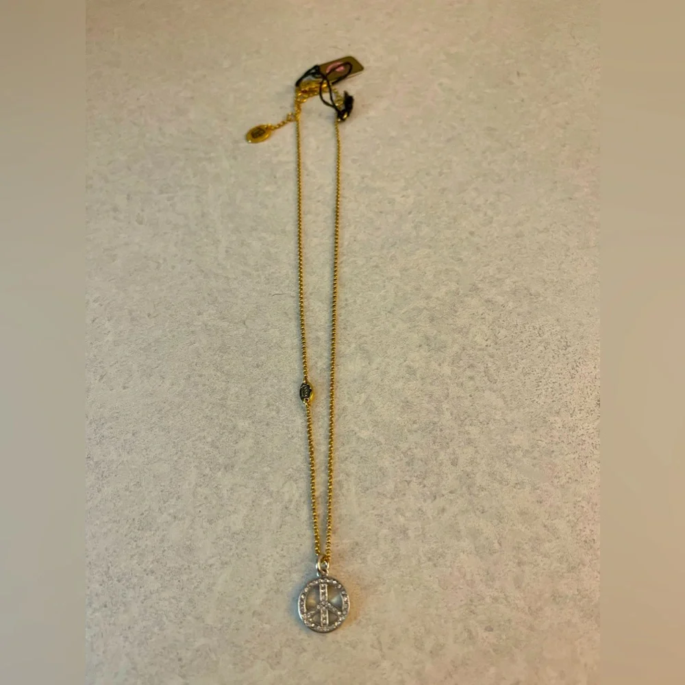 Juicy Couture Peace Sign Necklace with CZ *Brand New with Tags* - Picture 2 of 11